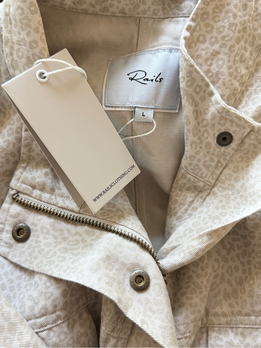 Rails Collins Jacket in White Mini Cheetah Linen Blend NWT – L